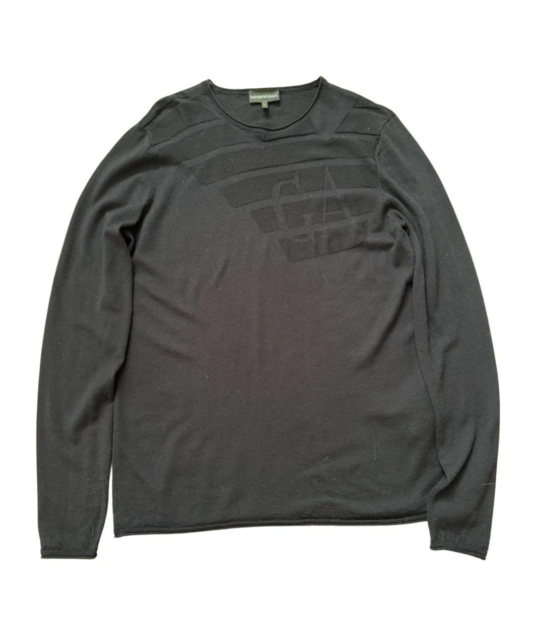 EMPORIO ARMANI Темно-синий шерстяной джемпер / свитер, фото 1