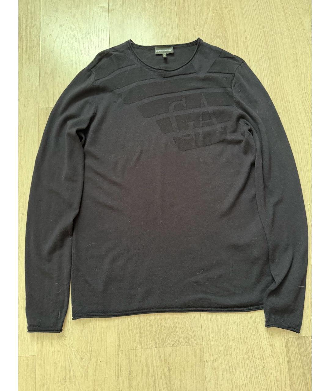 EMPORIO ARMANI Темно-синий шерстяной джемпер / свитер, фото 7