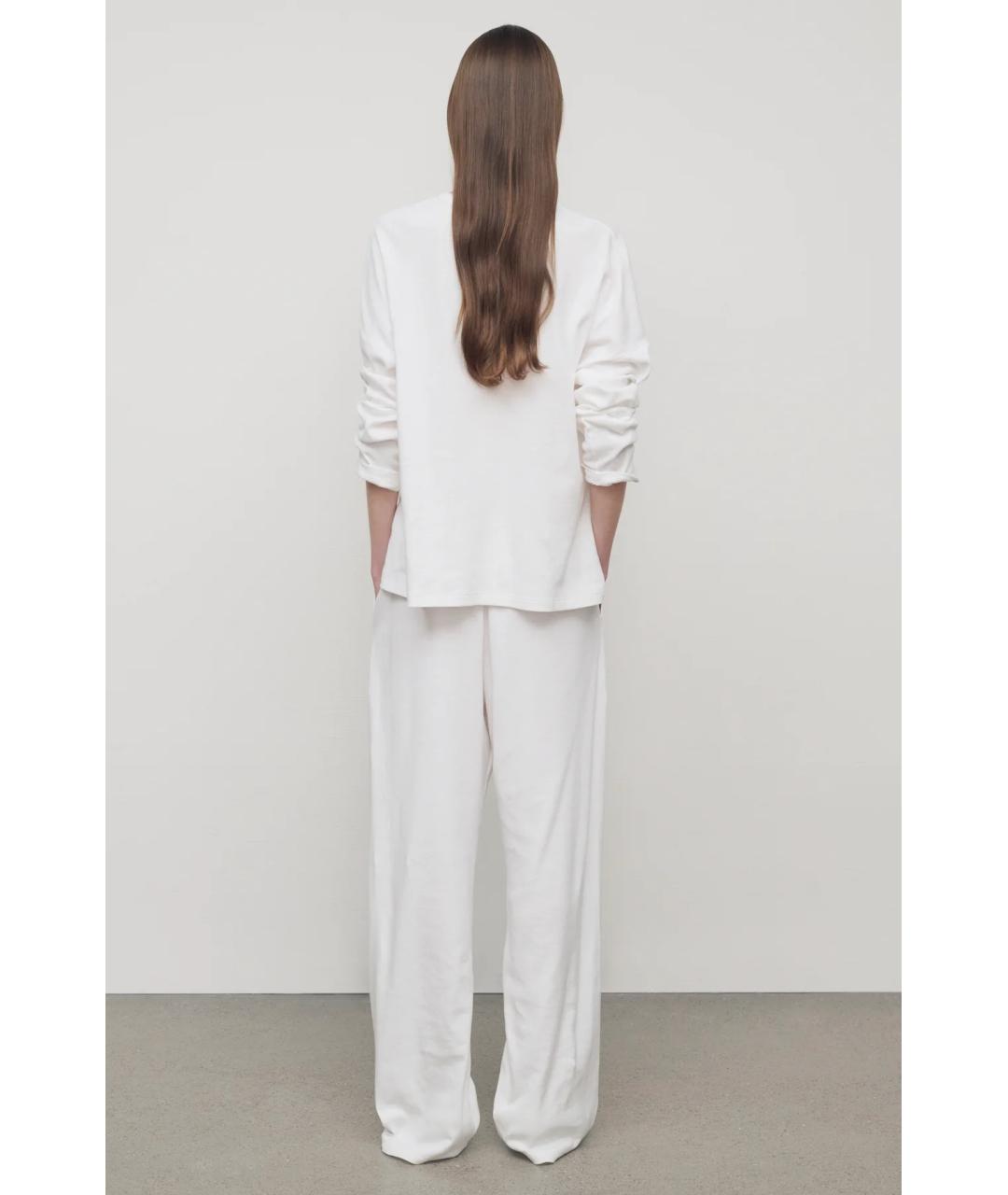 THE ROW Белые хлопковые прямые брюки, фото 6