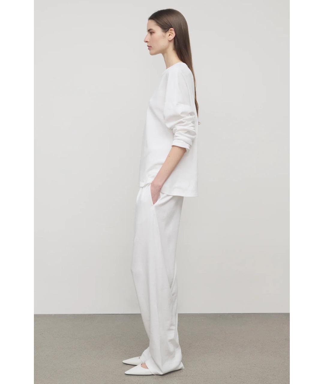 THE ROW Белые хлопковые прямые брюки, фото 5