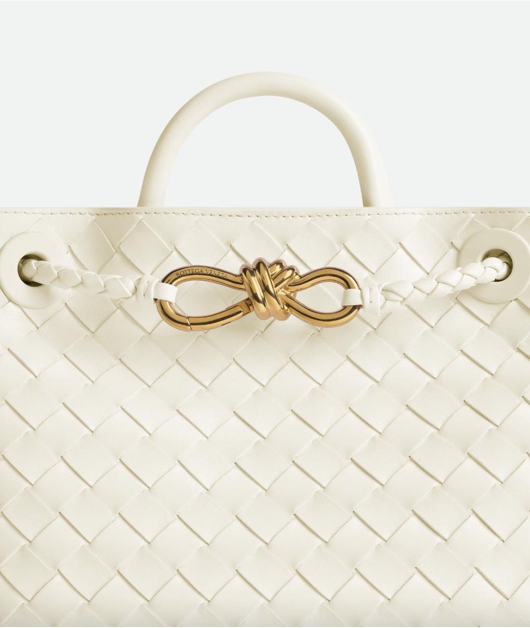 BOTTEGA VENETA Белая кожаная сумка с короткими ручками, фото 8
