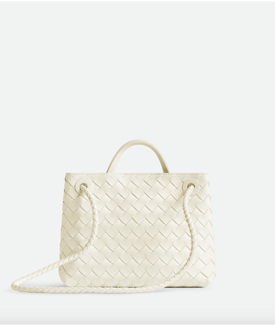 BOTTEGA VENETA Белая кожаная сумка с короткими ручками, фото 5