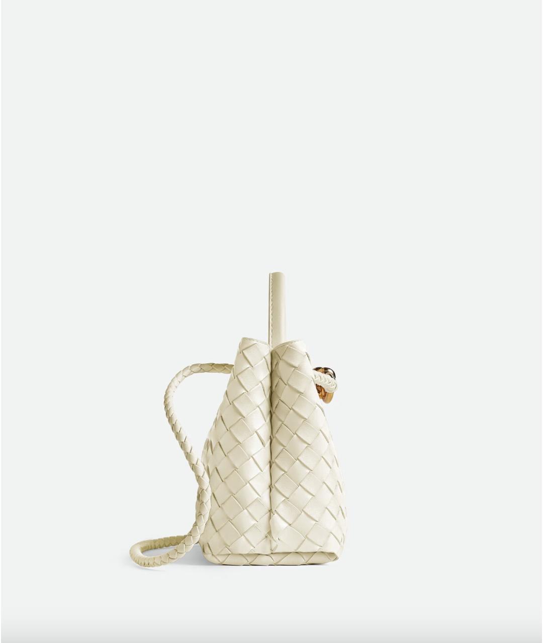BOTTEGA VENETA Белая кожаная сумка с короткими ручками, фото 4