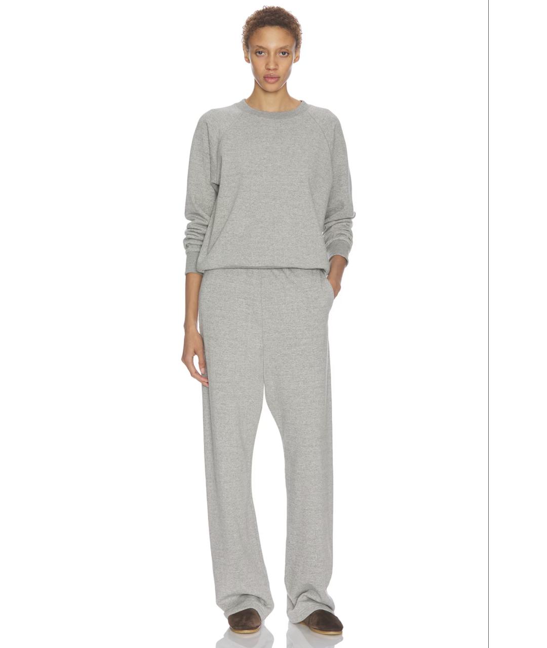 THE ROW Серые хлопковые прямые брюки, фото 5