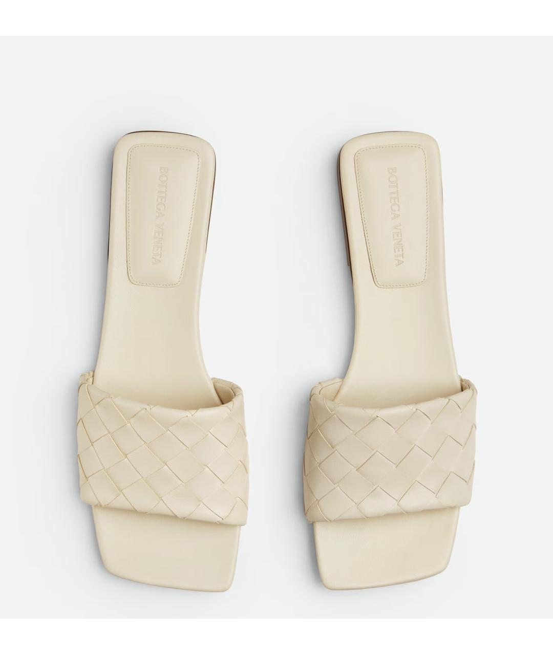 BOTTEGA VENETA Белые кожаные шлепанцы, фото 5