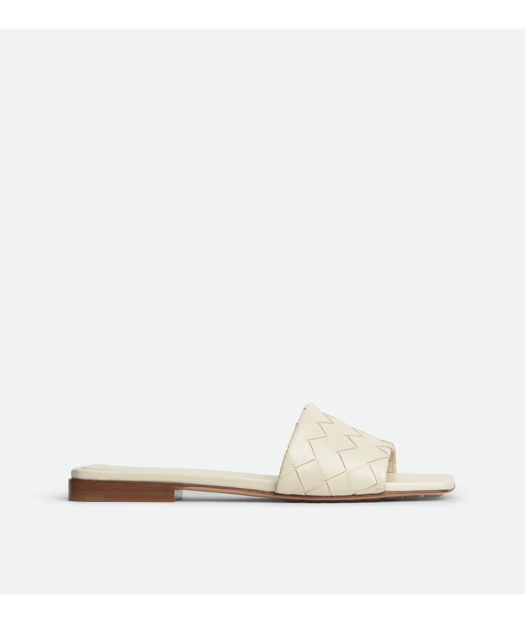 BOTTEGA VENETA Белые кожаные шлепанцы, фото 6