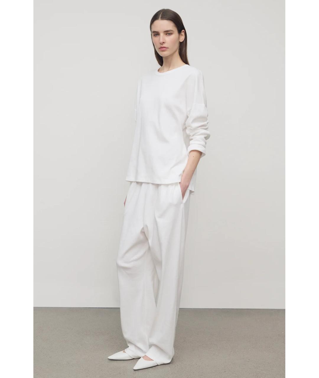 THE ROW Белые хлопковые прямые брюки, фото 4