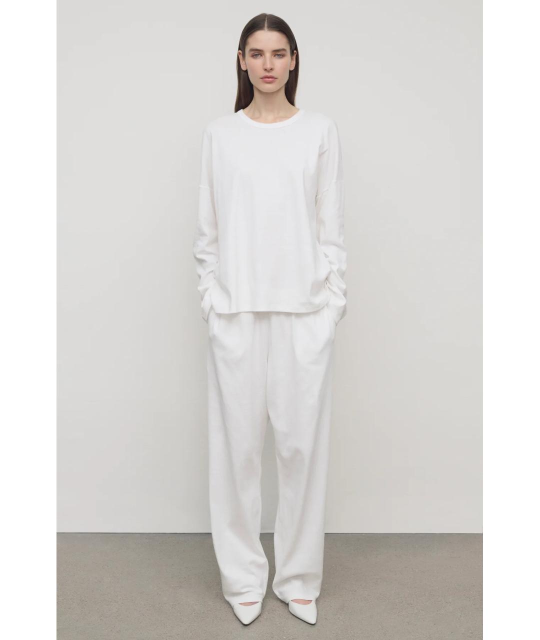 THE ROW Белые хлопковые прямые брюки, фото 3