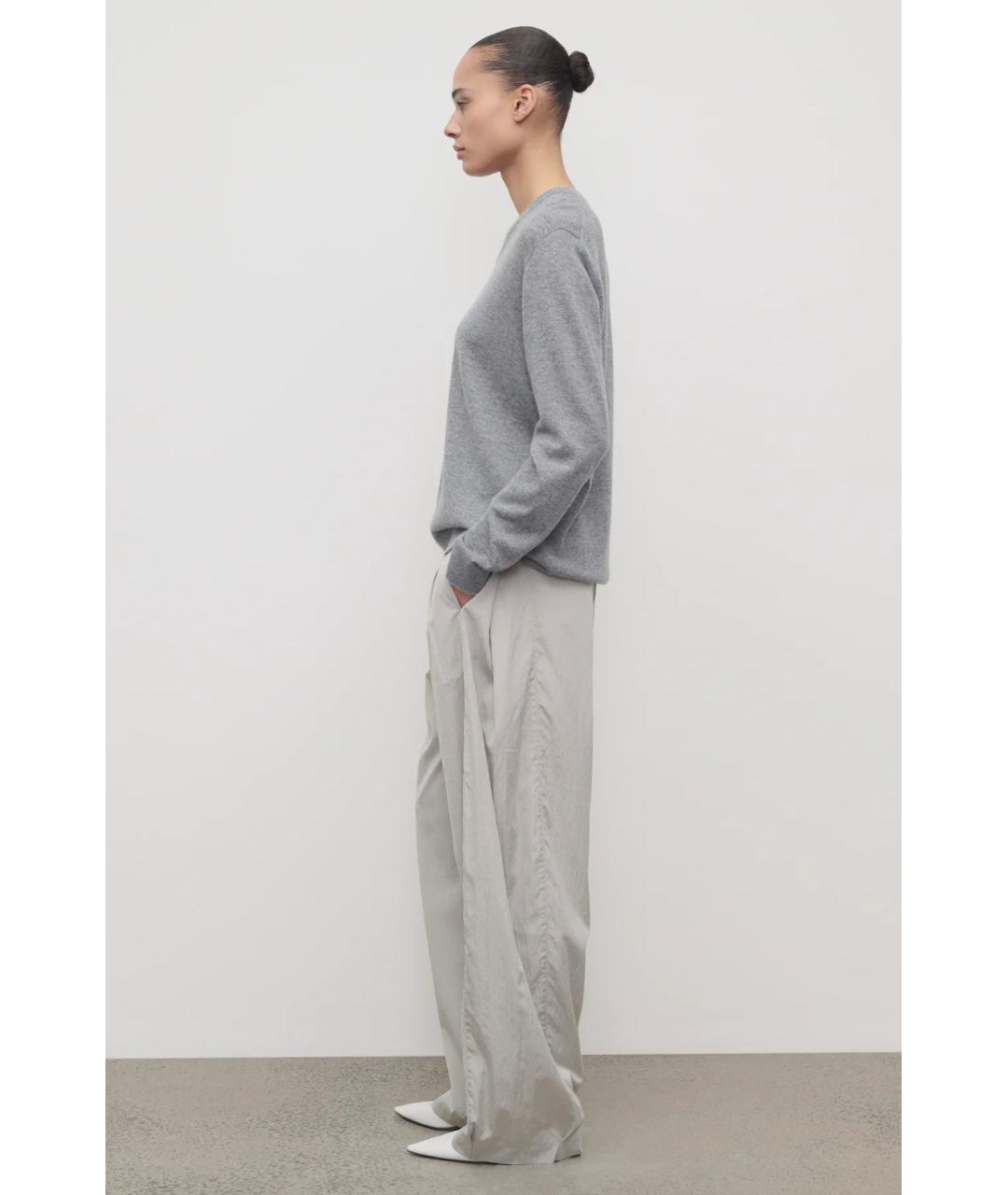 THE ROW Серые шелковые брюки широкие, фото 4