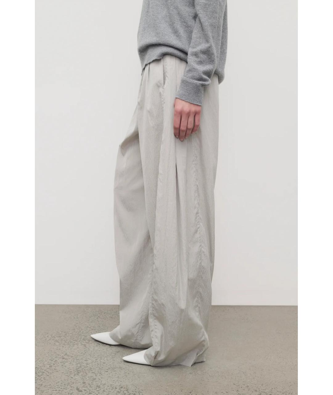 THE ROW Серые шелковые брюки широкие, фото 6
