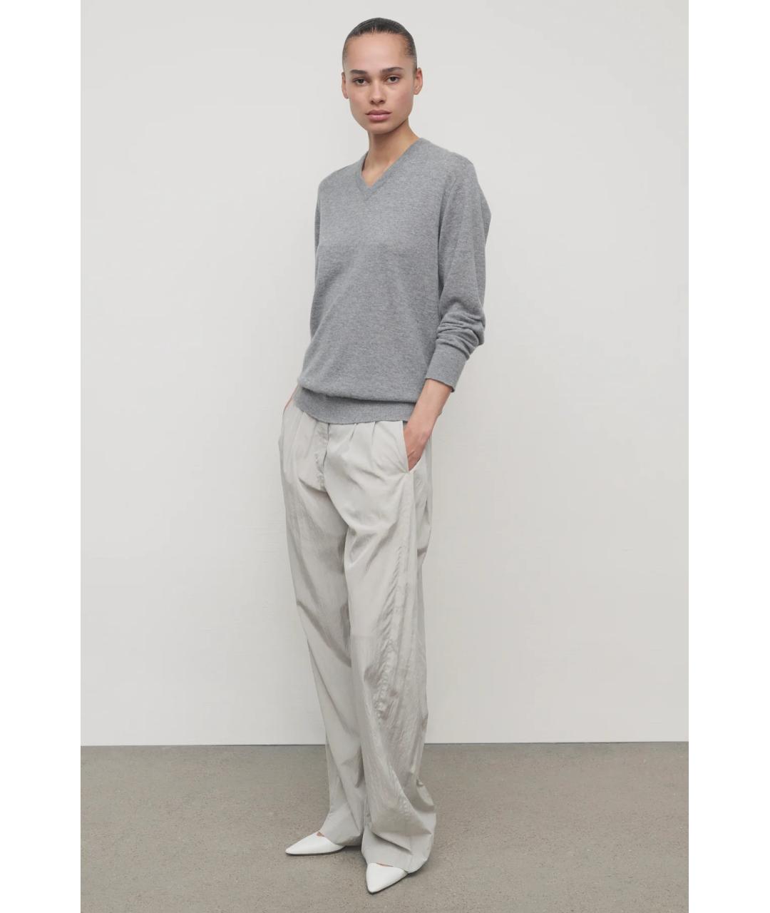 THE ROW Серые шелковые брюки широкие, фото 3