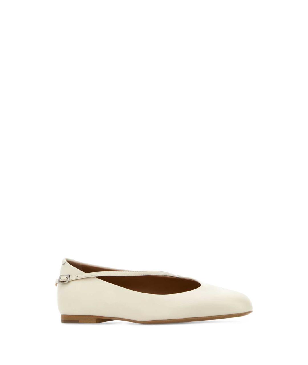 JIL SANDER Белые кожаные балетки, фото 2