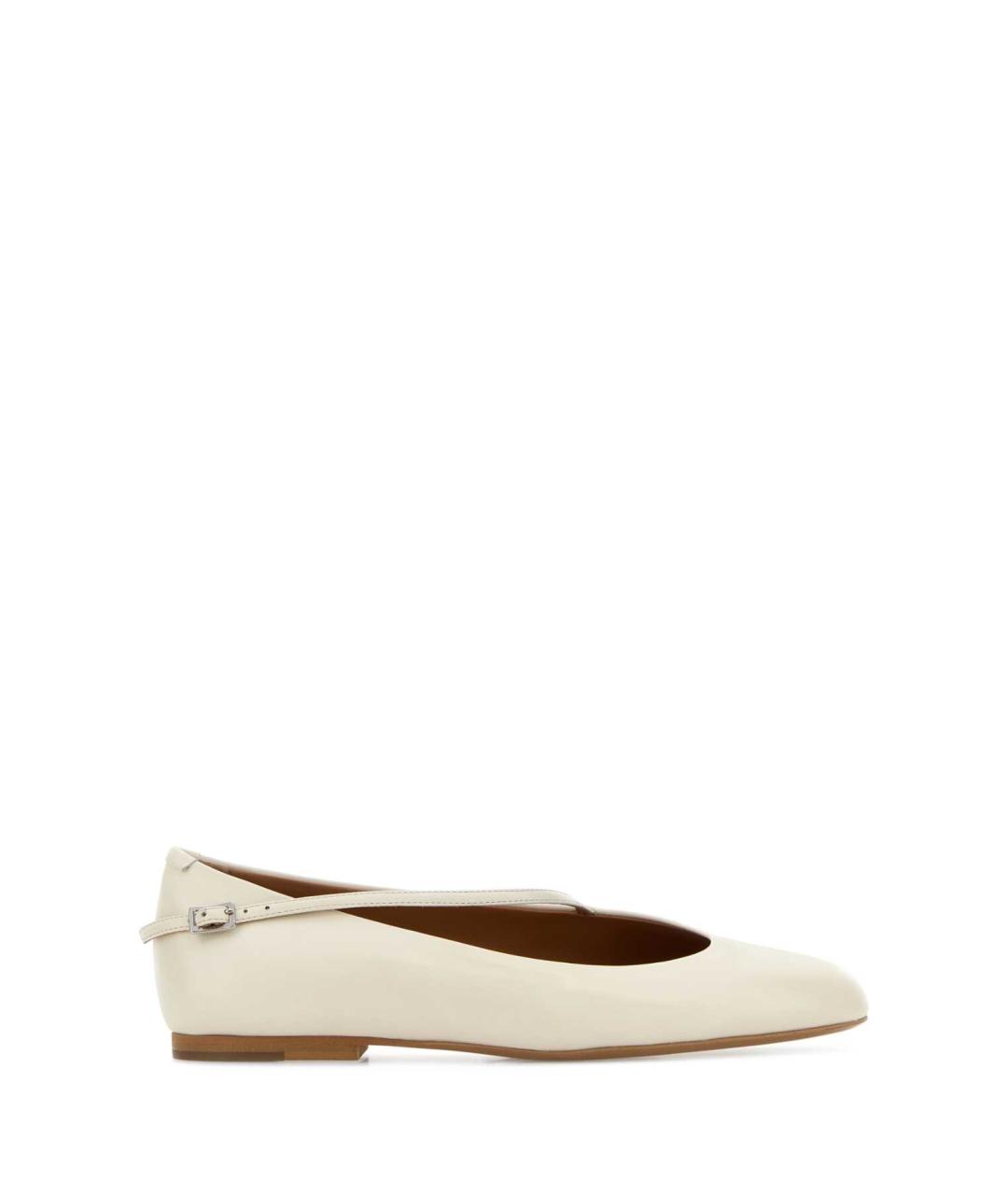 JIL SANDER Белые кожаные балетки, фото 1