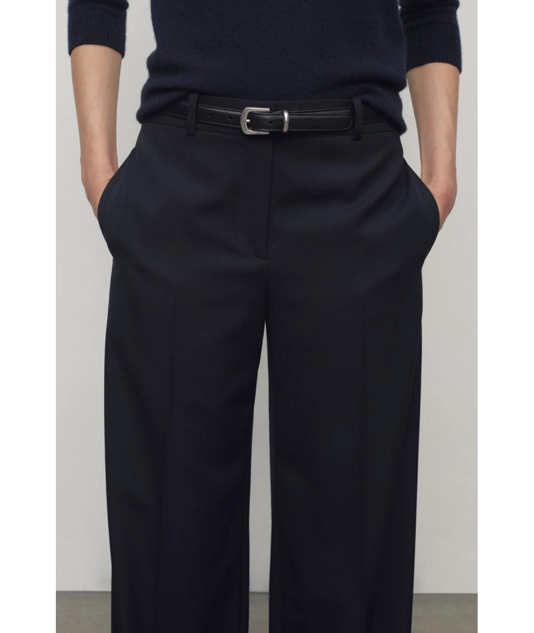 THE ROW Темно-синие шерстяные прямые брюки, фото 6