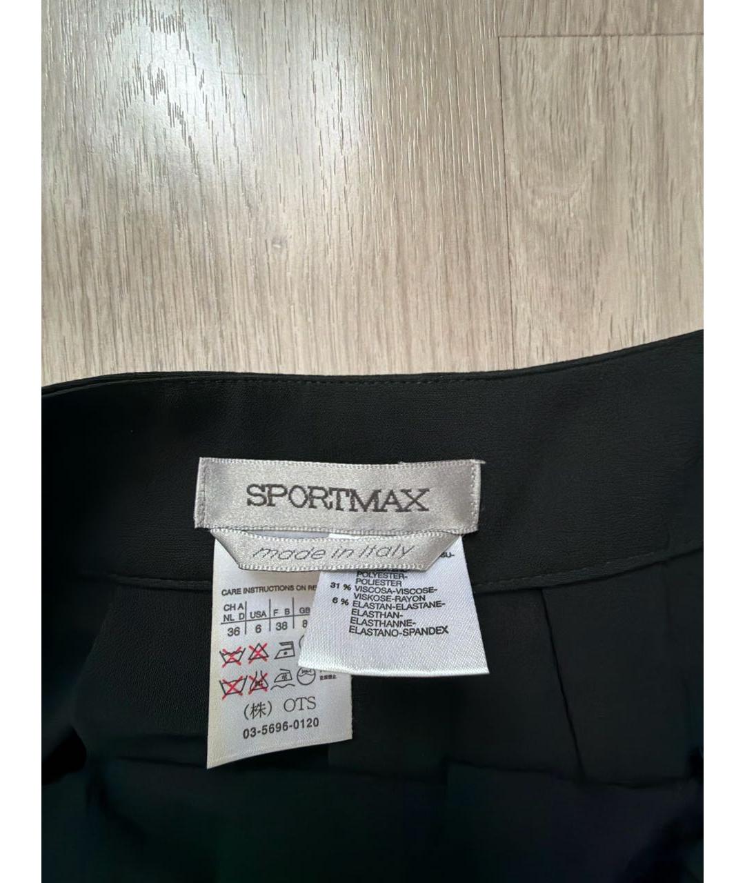 SPORTMAX Черная полиэстеровая юбка миди, фото 2