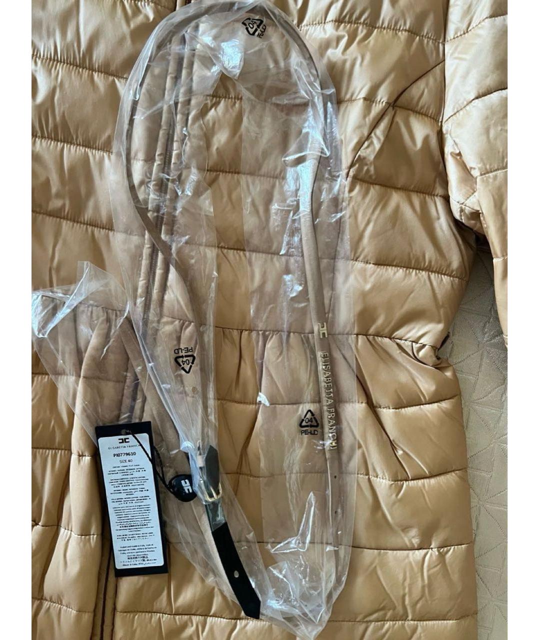 ELISABETTA FRANCHI Золотое полиамидовое пальто, фото 5