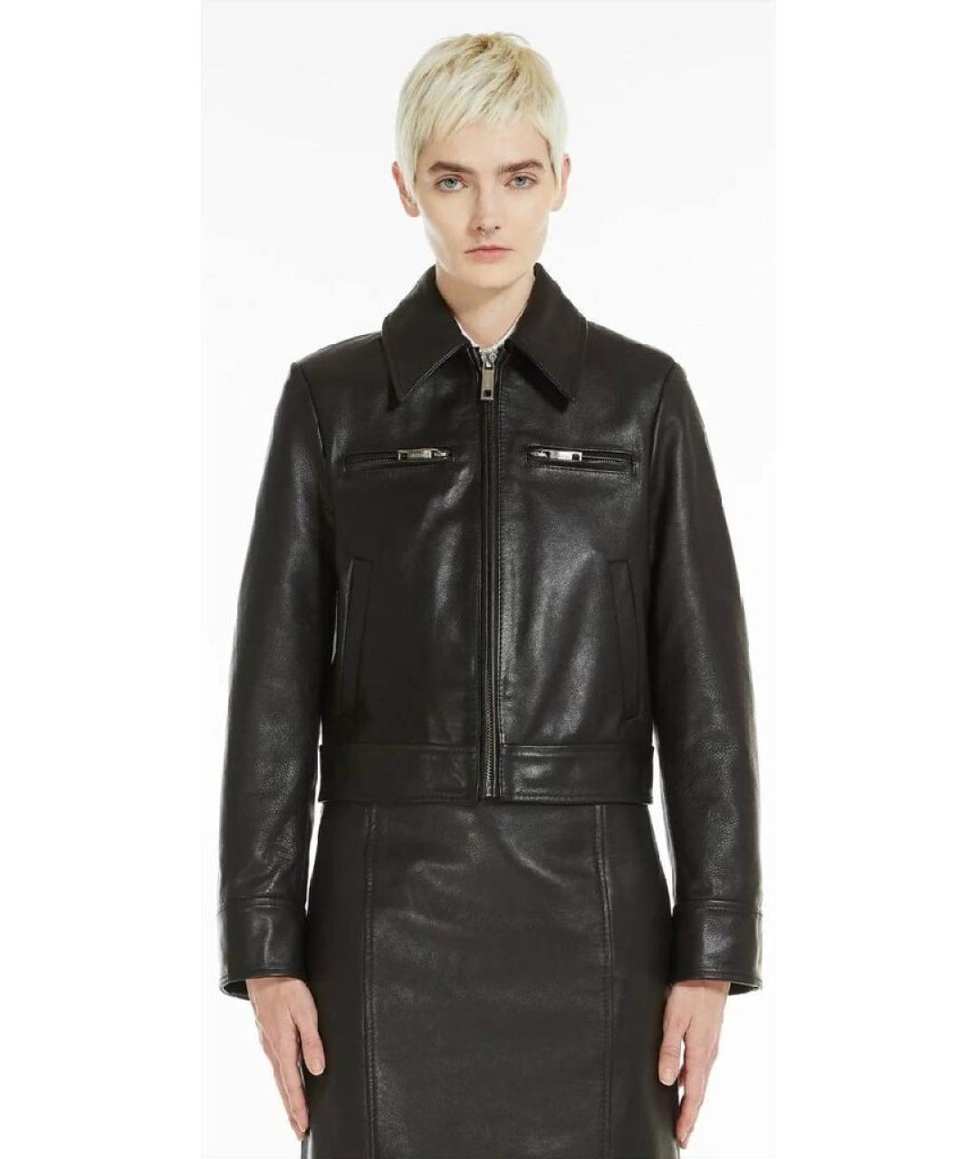 SPORTMAX Черная кожаная куртка, фото 6