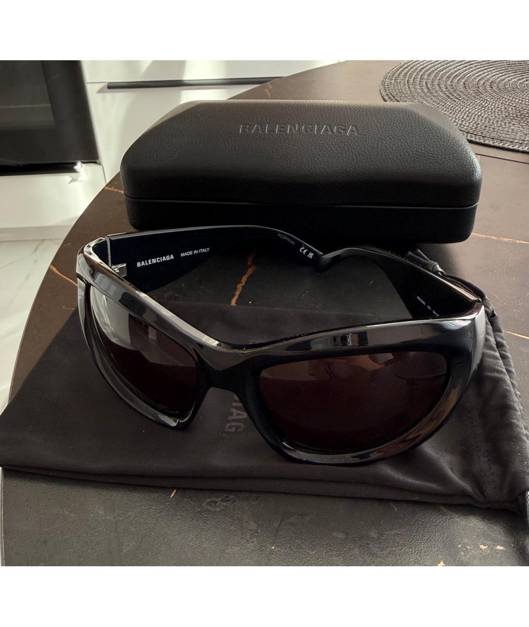 BALENCIAGA Черные пластиковые солнцезащитные очки, фото 2