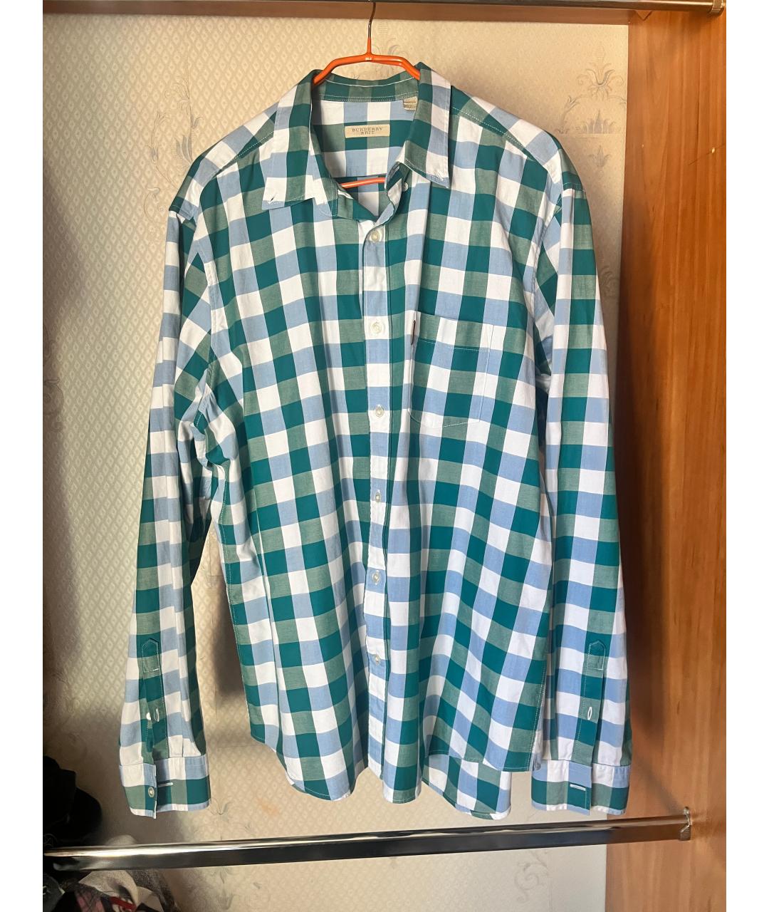 BURBERRY Зеленая хлопковая кэжуал рубашка, фото 5