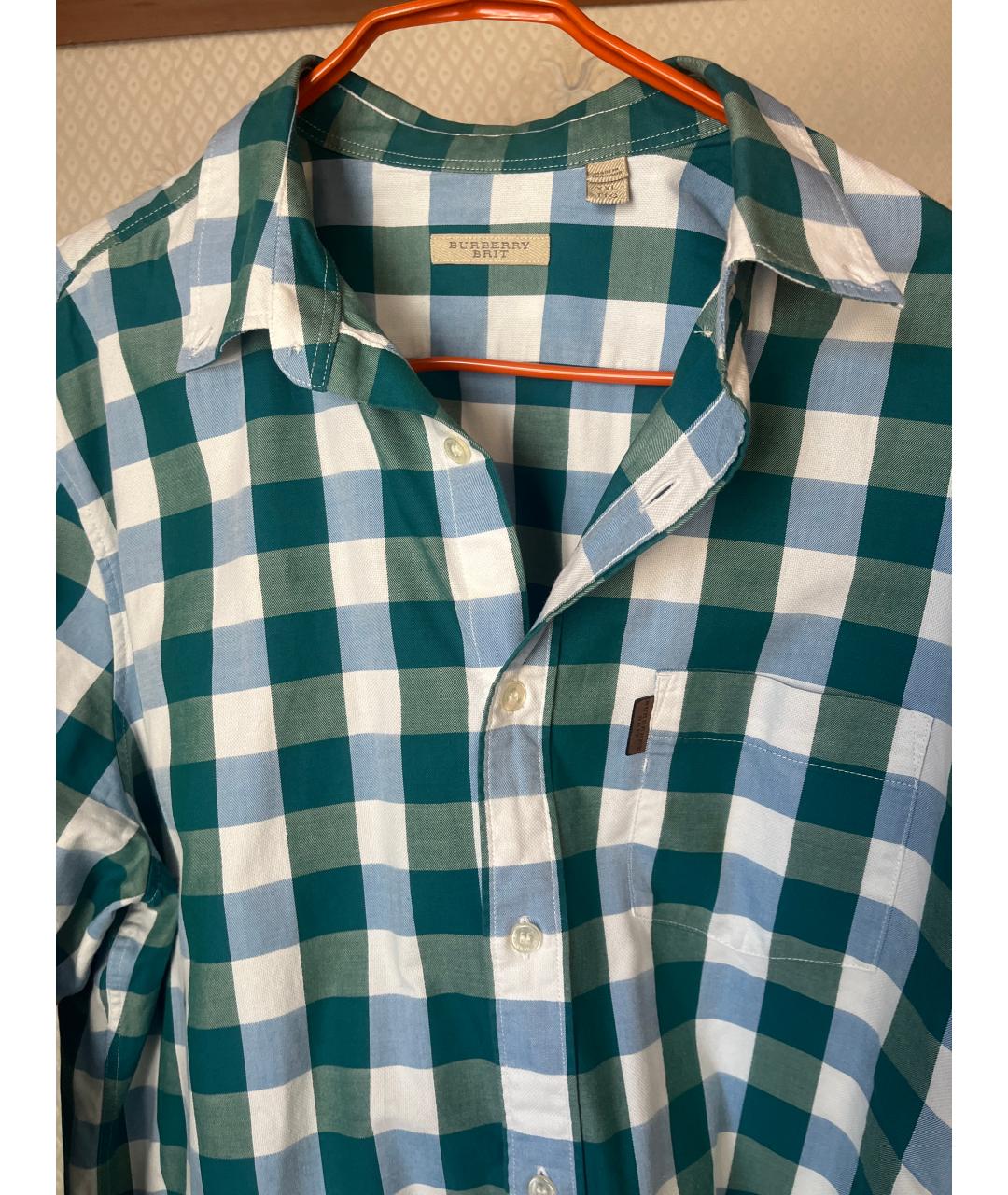 BURBERRY Зеленая хлопковая кэжуал рубашка, фото 3