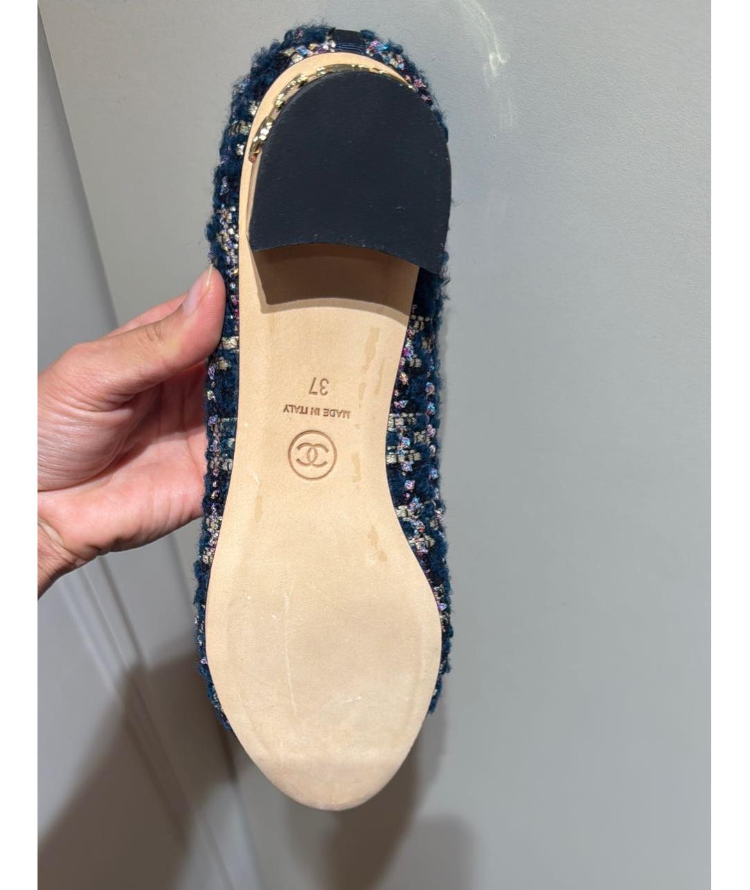 CHANEL Синие текстильные туфли, фото 4