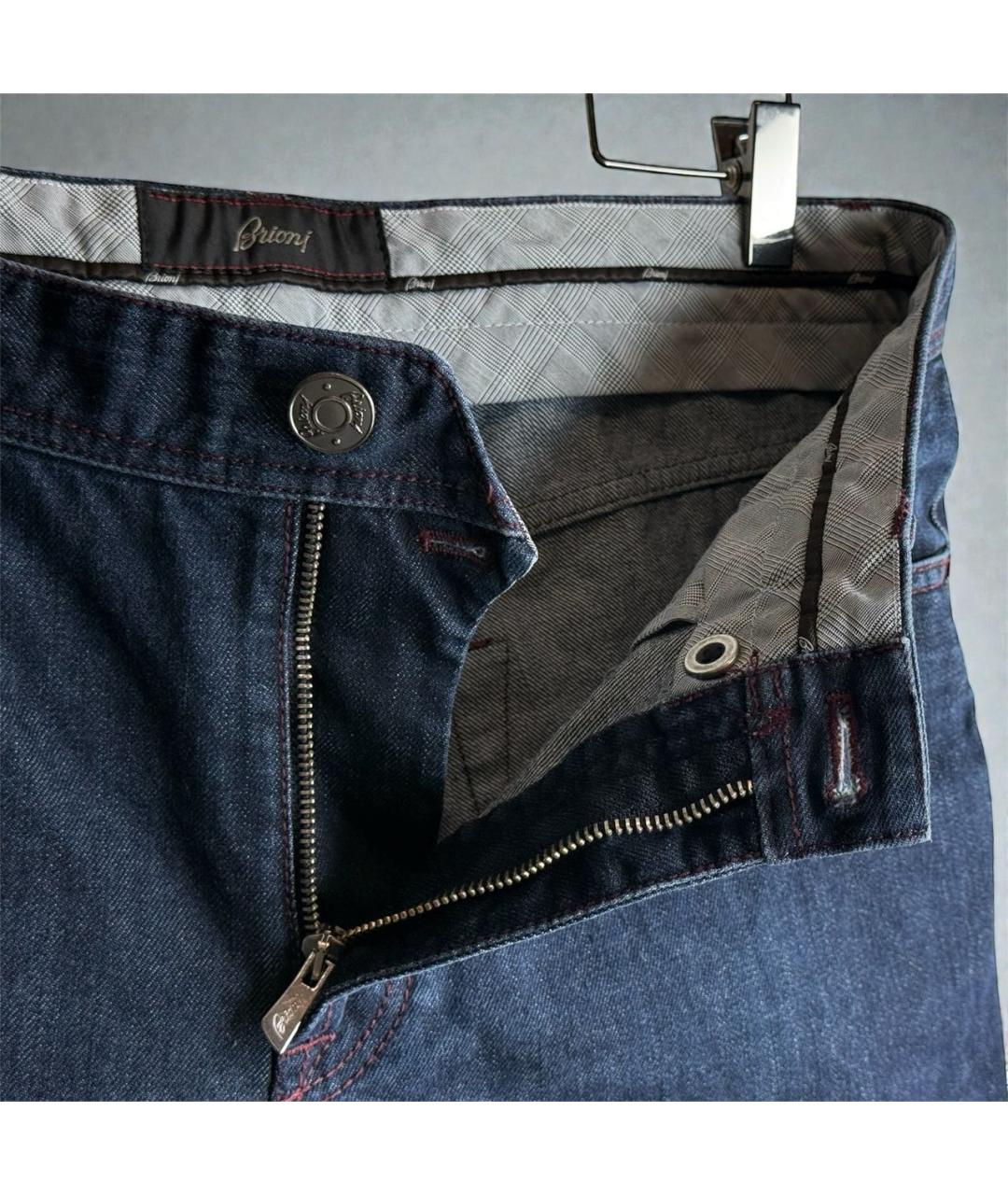 BRIONI Темно-синие хлопковые прямые джинсы, фото 7