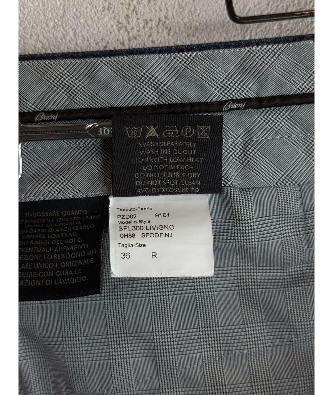 BRIONI Темно-синие хлопковые прямые джинсы, фото 8