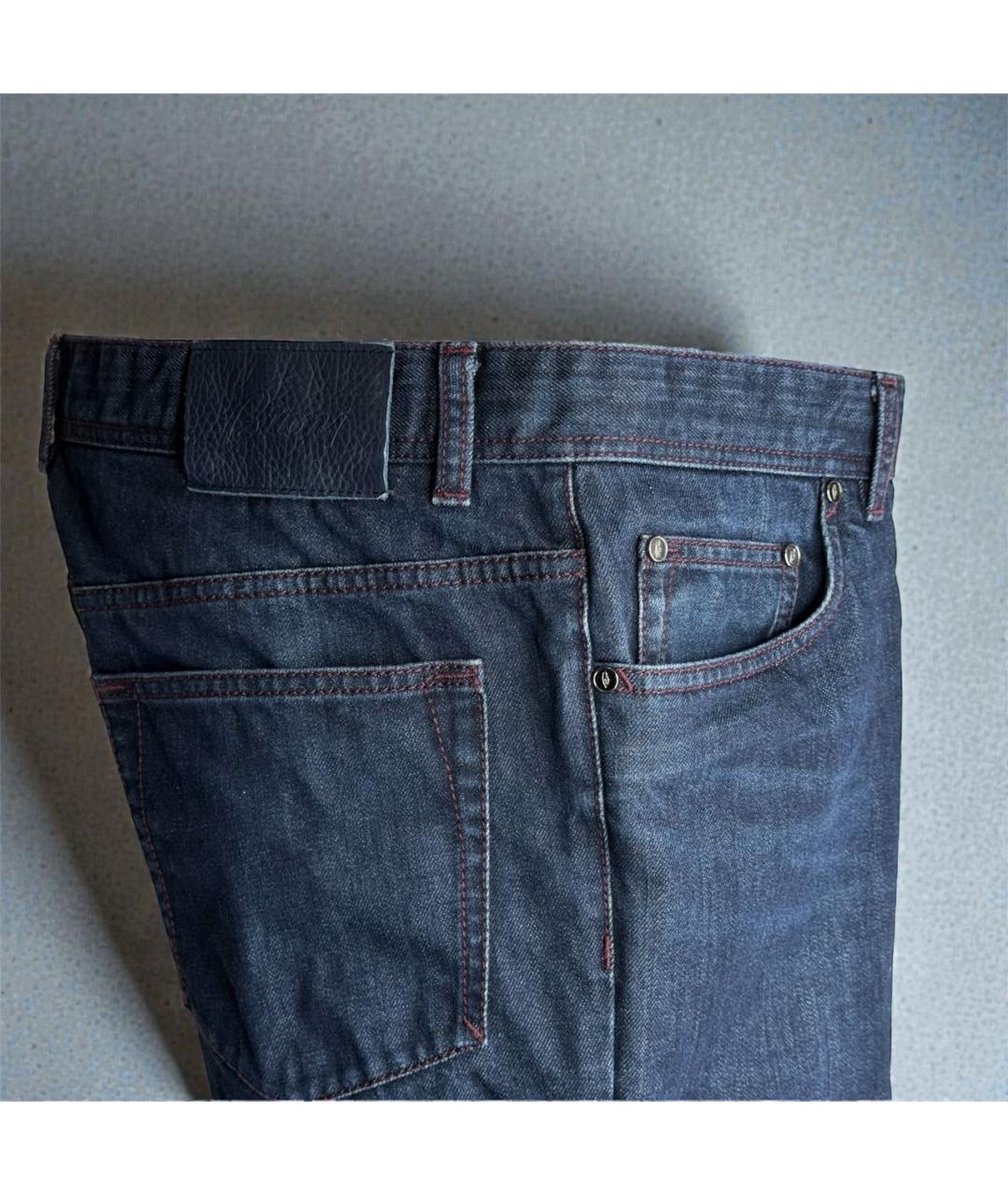 BRIONI Темно-синие хлопковые прямые джинсы, фото 6