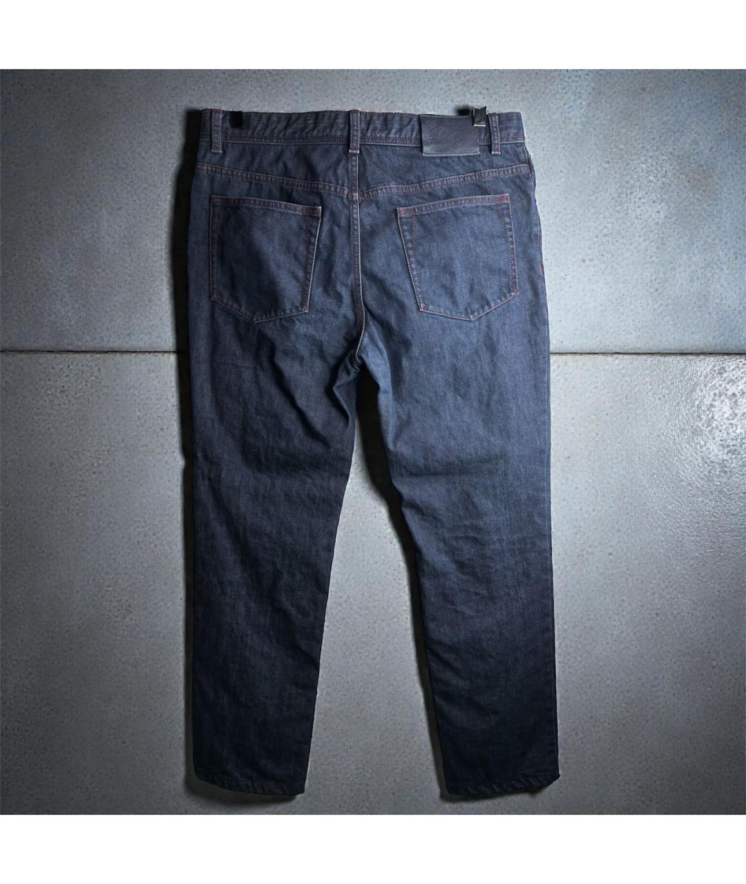 BRIONI Темно-синие хлопковые прямые джинсы, фото 3