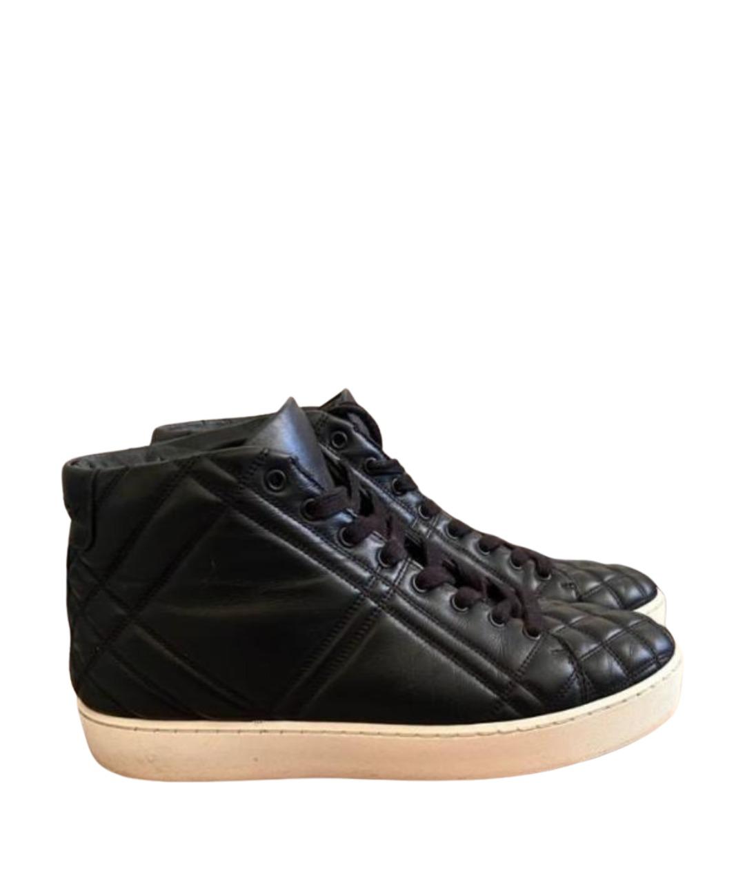 BURBERRY Черные кожаные кеды, фото 1