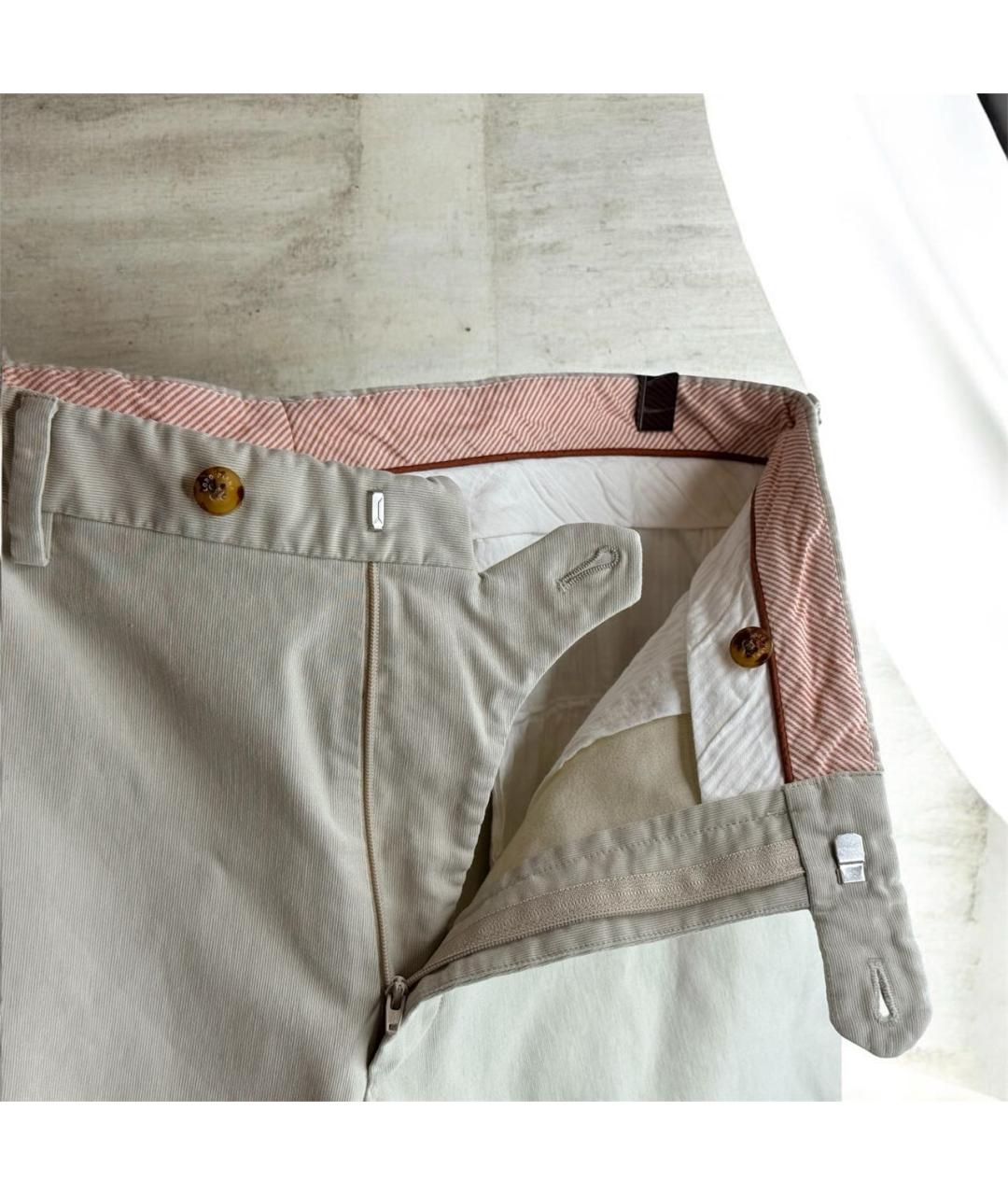 LORO PIANA Бежевые хлопковые повседневные брюки, фото 6