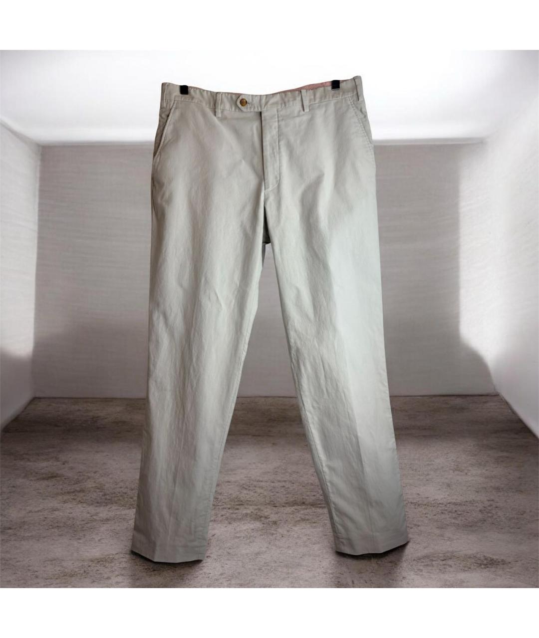 LORO PIANA Бежевые хлопковые повседневные брюки, фото 2