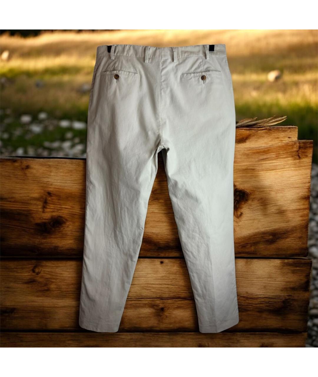 LORO PIANA Бежевые хлопковые повседневные брюки, фото 4