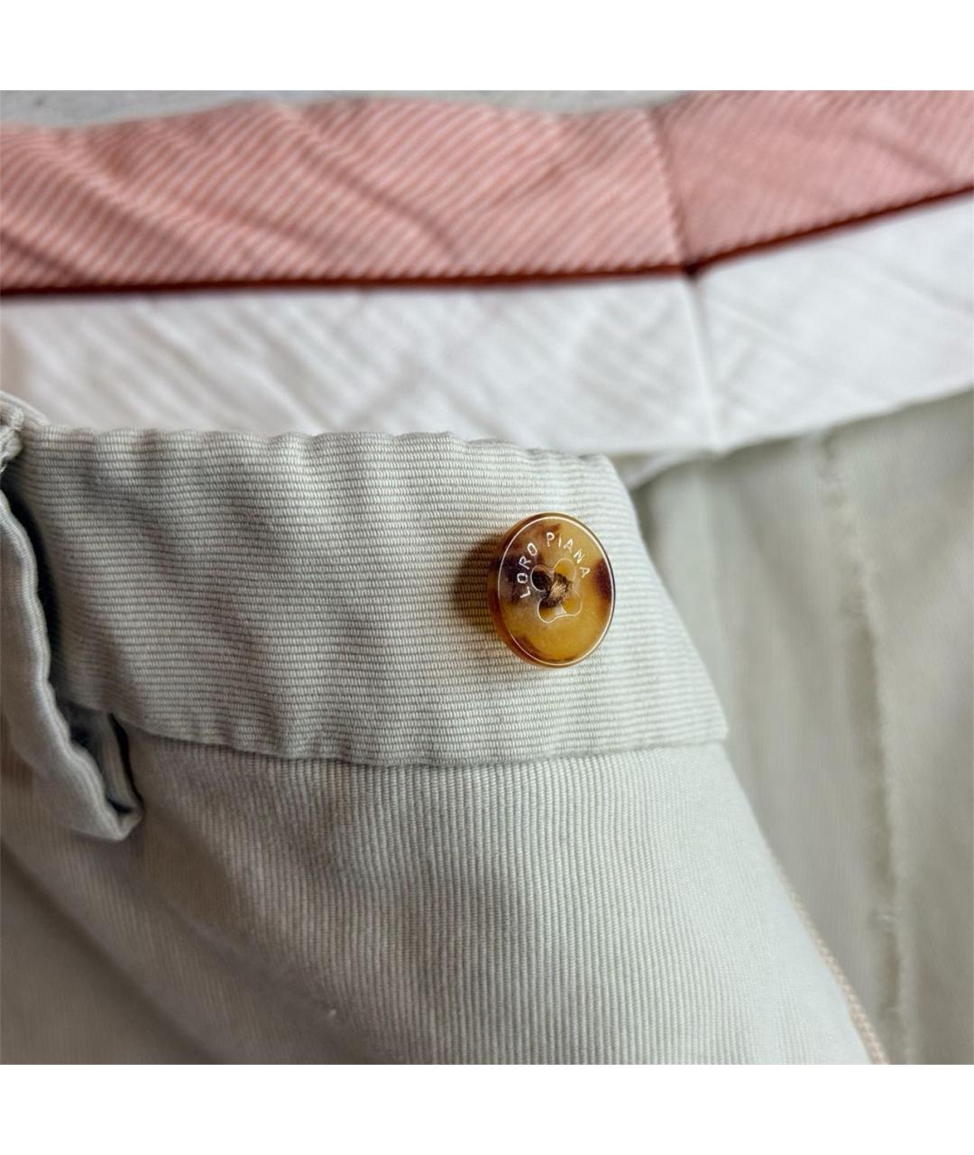 LORO PIANA Бежевые хлопковые повседневные брюки, фото 9