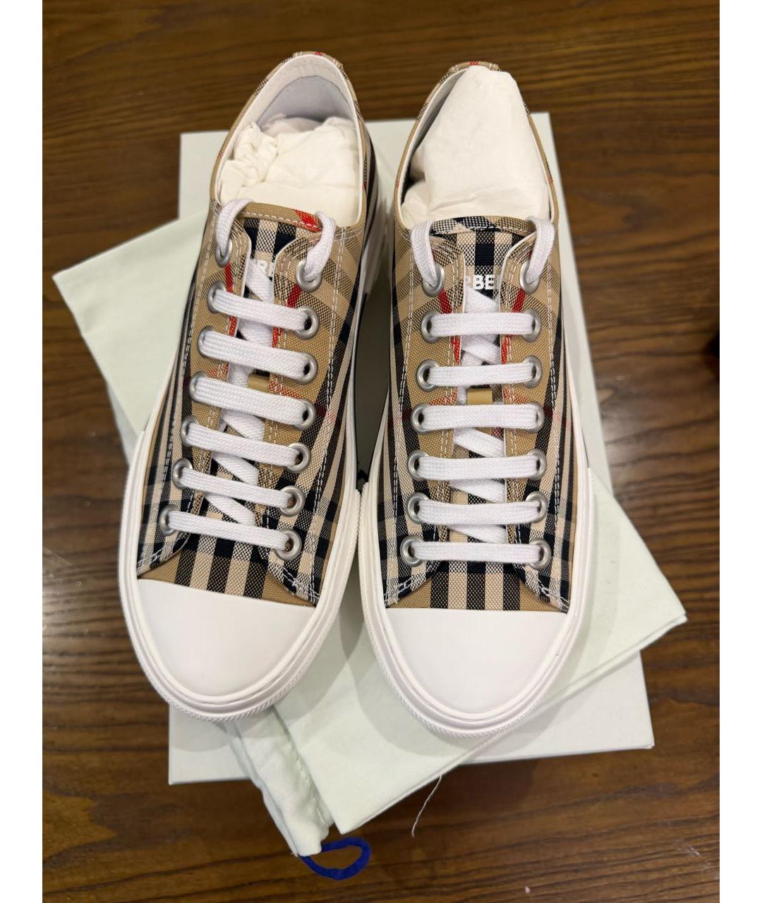 BURBERRY Бежевые текстильные кеды, фото 2