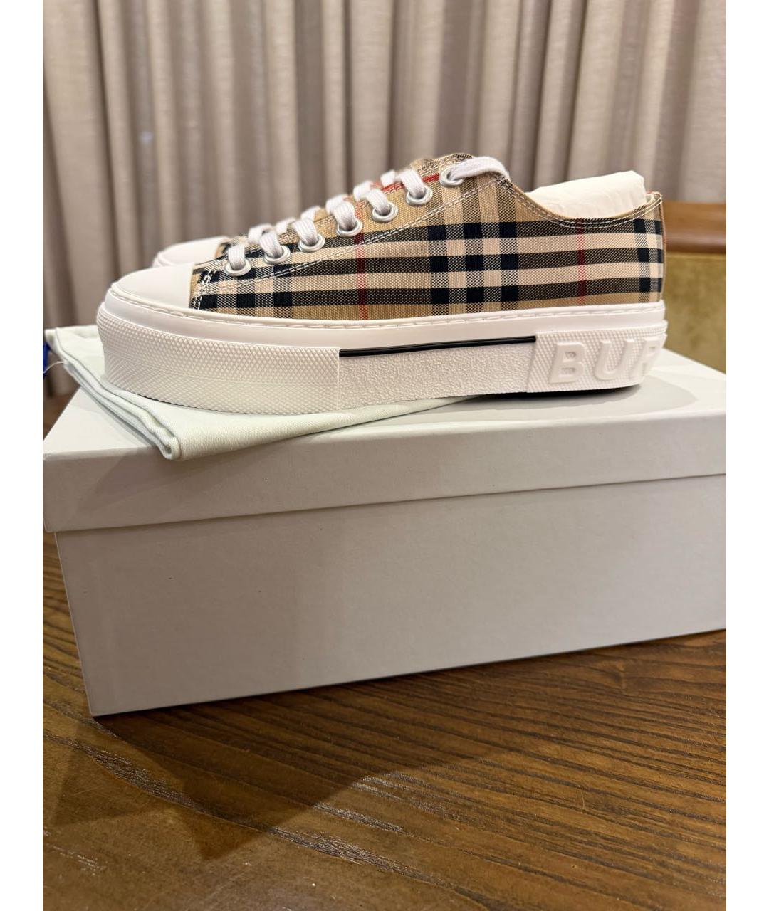 BURBERRY Бежевые текстильные кеды, фото 5
