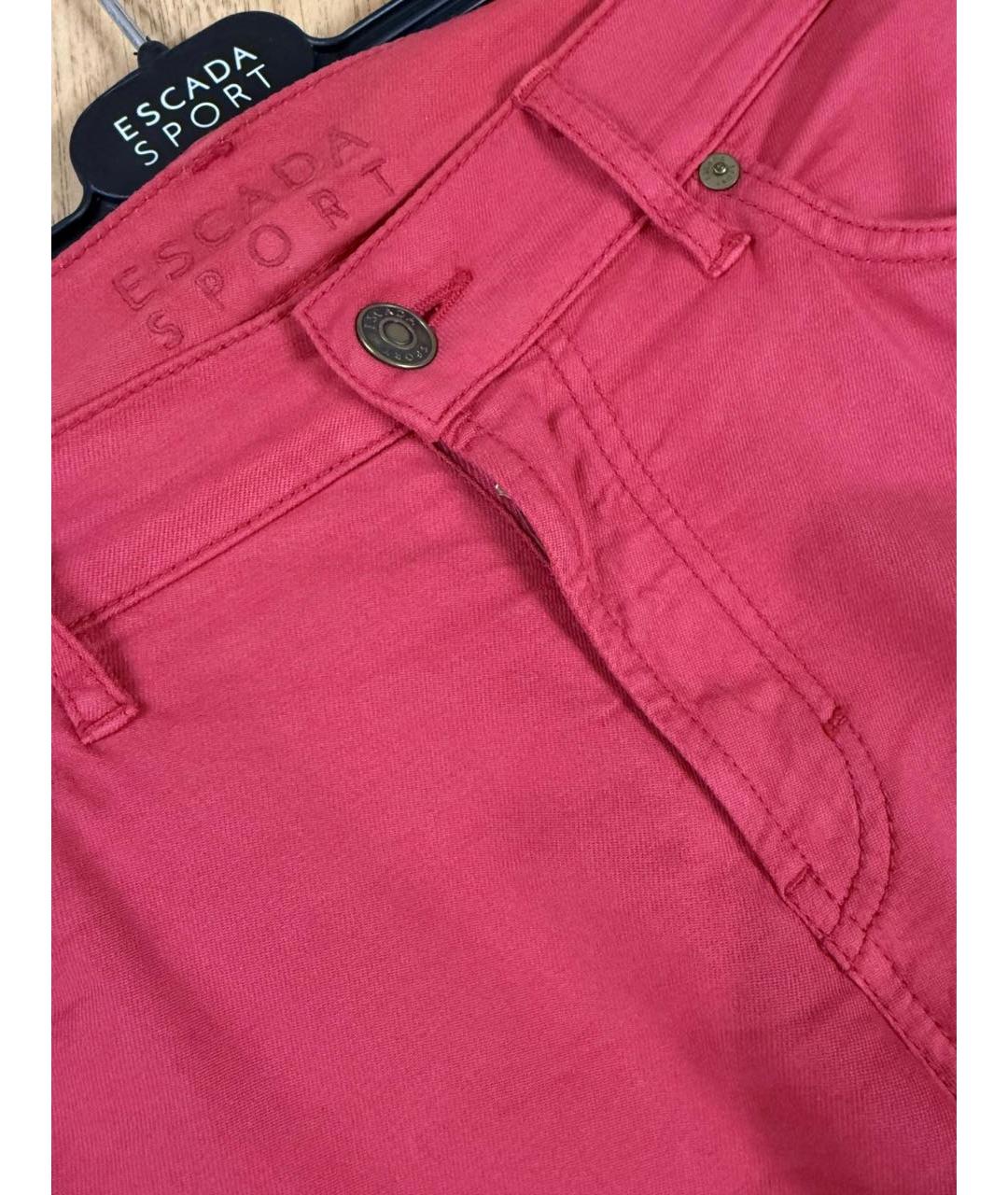 ESCADA Красные хлопко-эластановые джинсы слим, фото 3