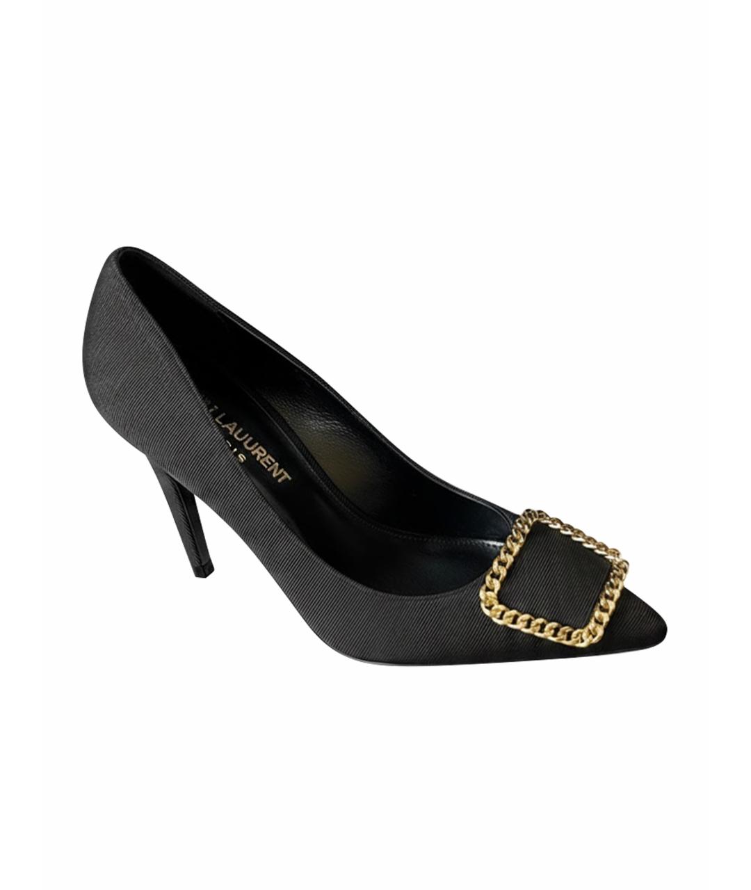 SAINT LAURENT Черные текстильные туфли, фото 1