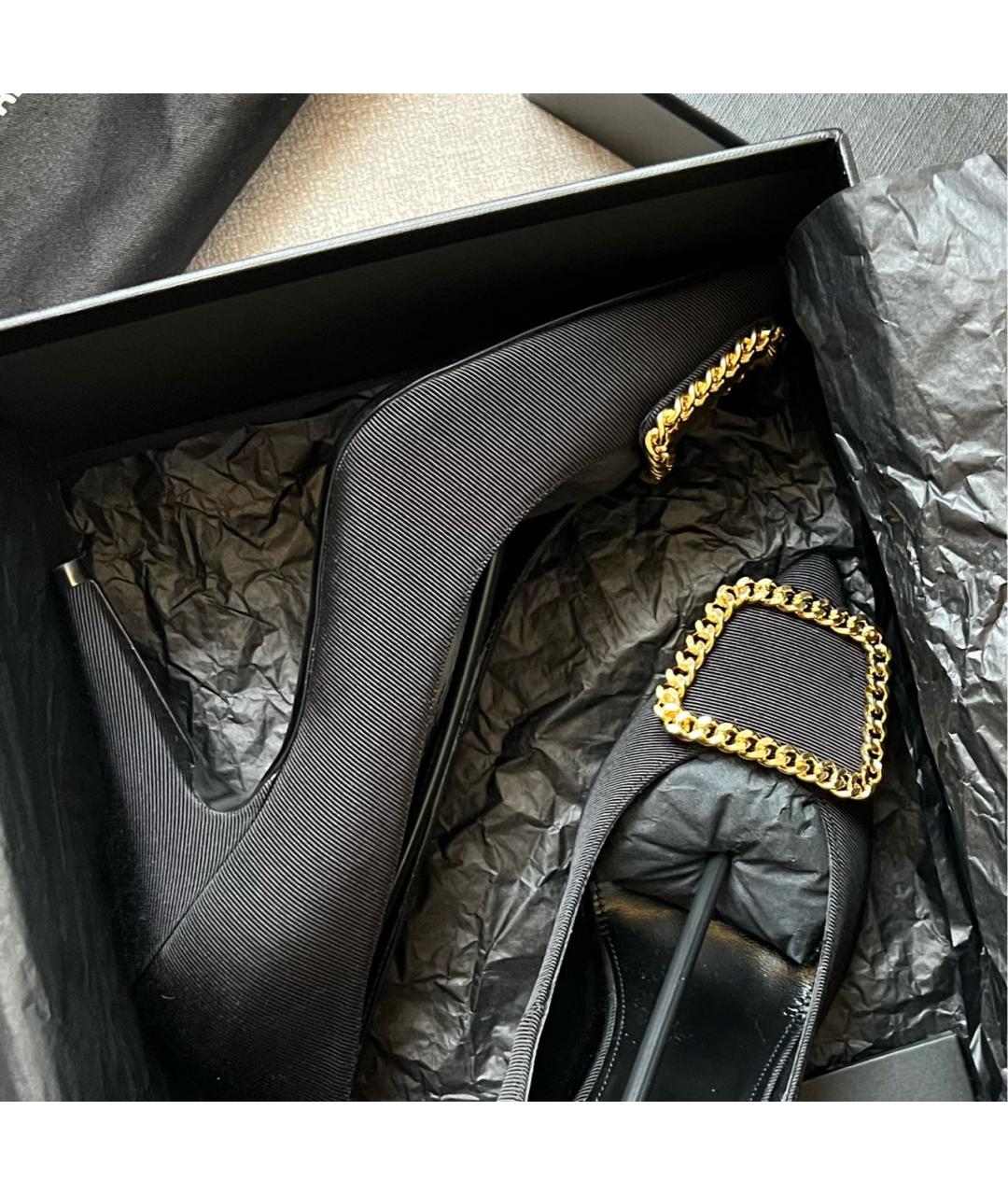 SAINT LAURENT Черные текстильные туфли, фото 3