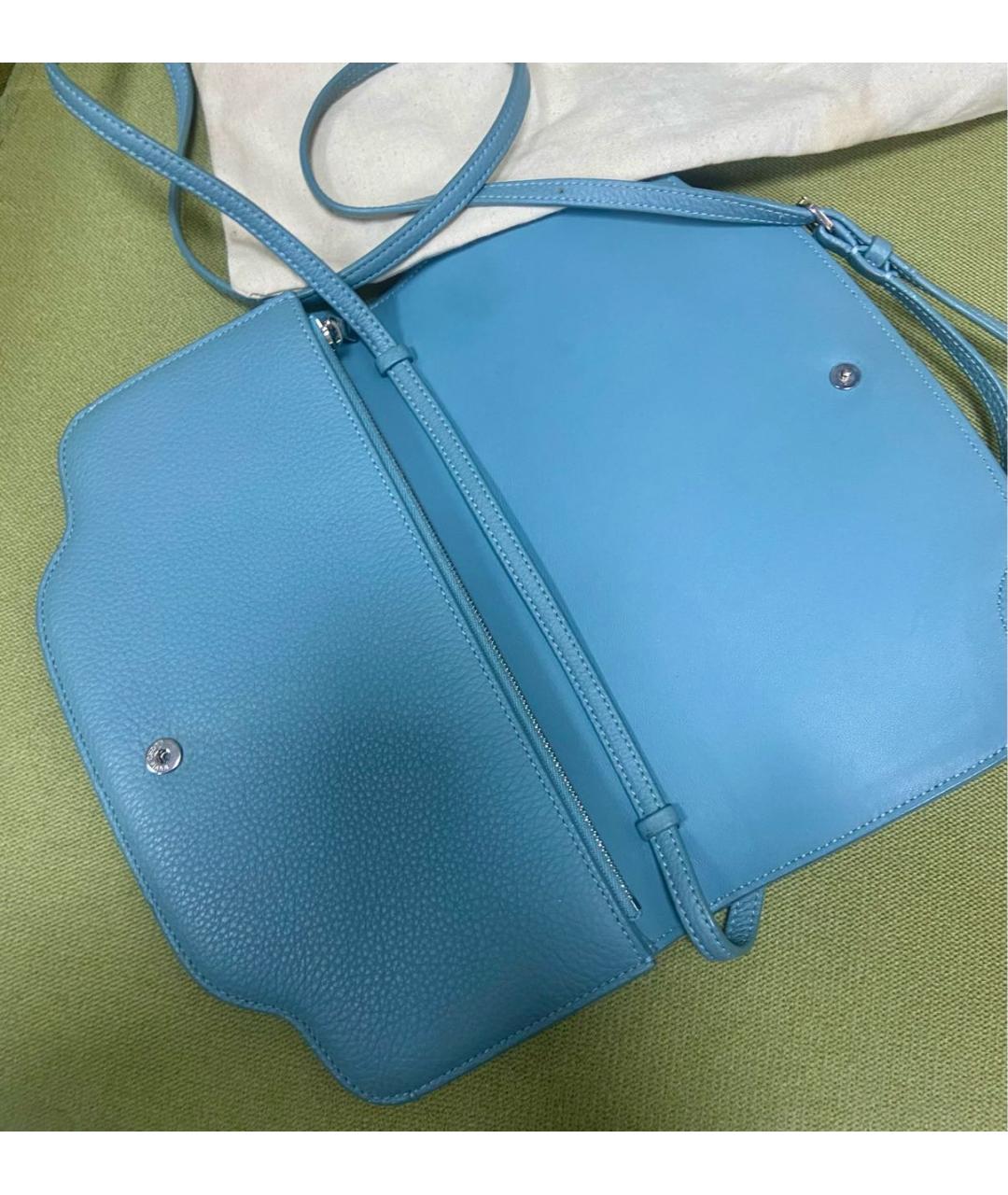 LORO PIANA Голубая кожаная сумка через плечо, фото 4
