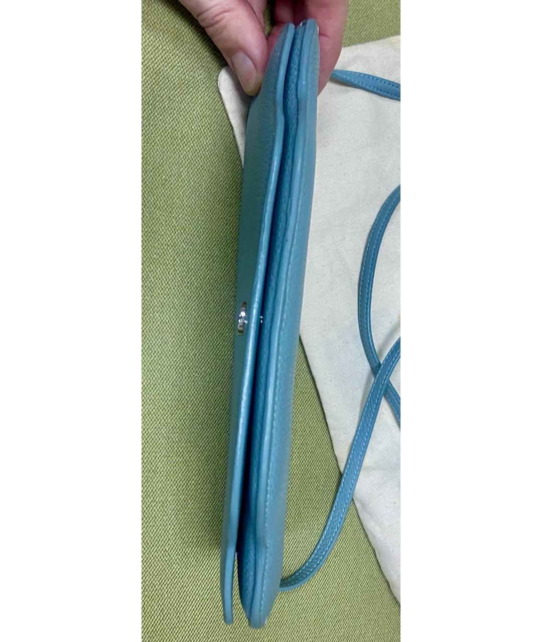 LORO PIANA Голубая кожаная сумка через плечо, фото 8