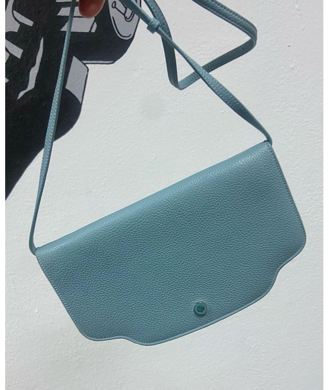 LORO PIANA Голубая кожаная сумка через плечо, фото 9