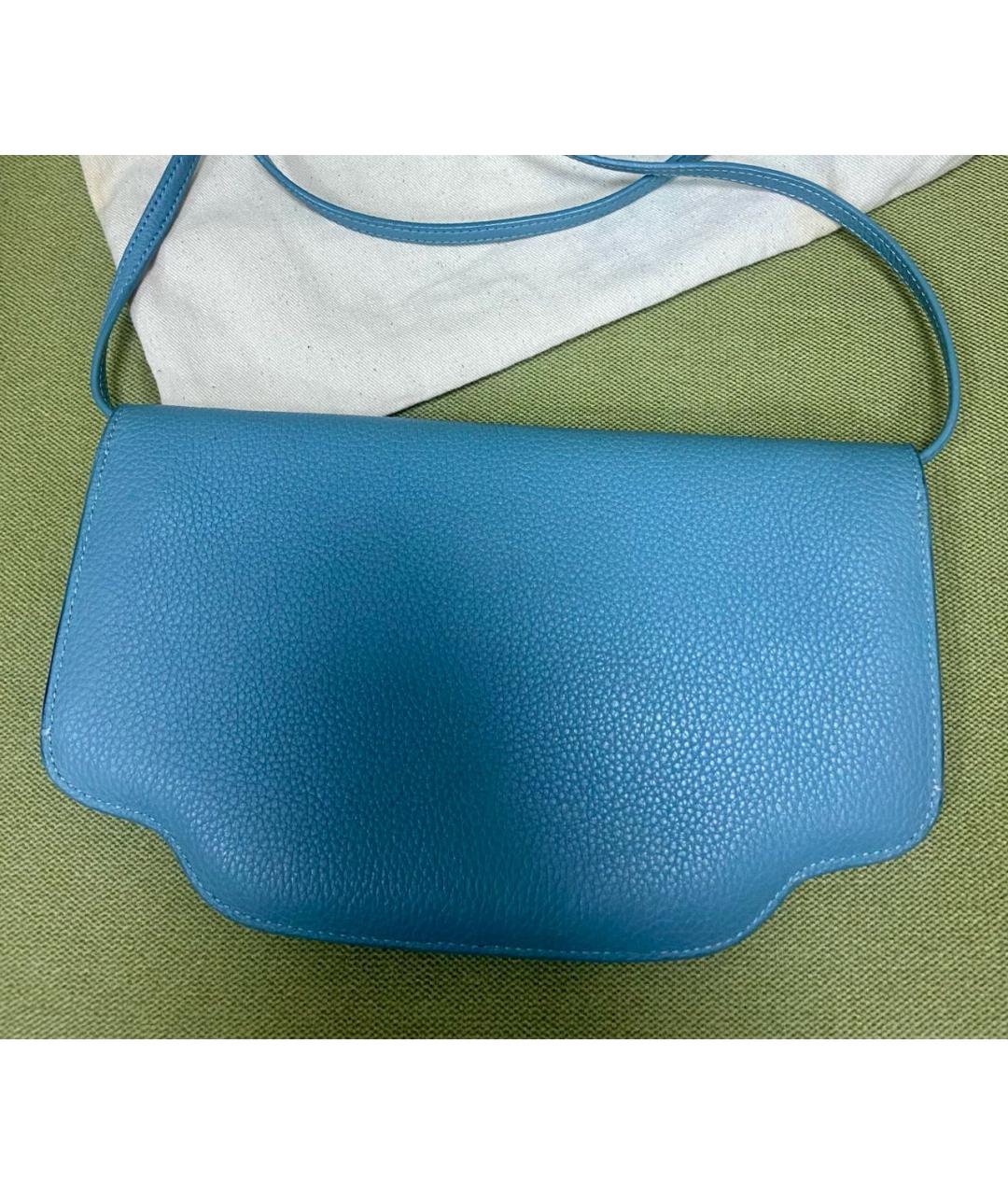 LORO PIANA Голубая кожаная сумка через плечо, фото 3