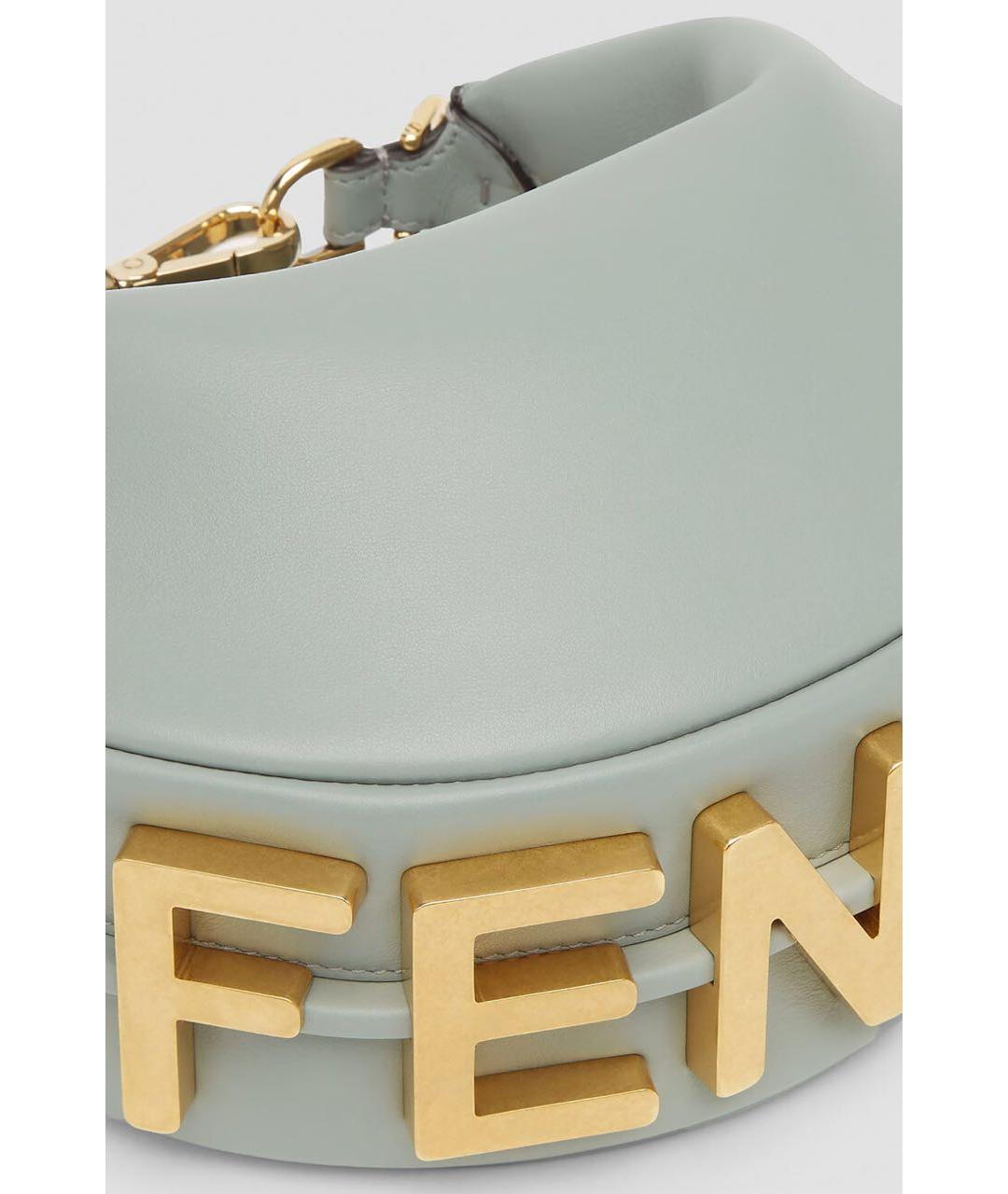 FENDI Зеленая кожаная сумка с короткими ручками, фото 4
