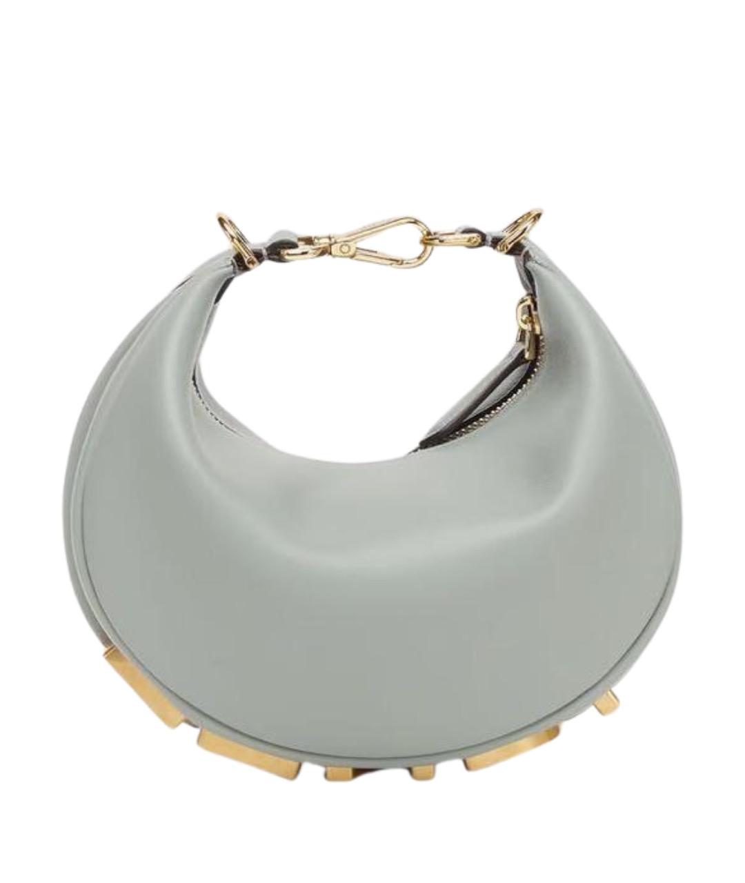 FENDI Зеленая кожаная сумка с короткими ручками, фото 1