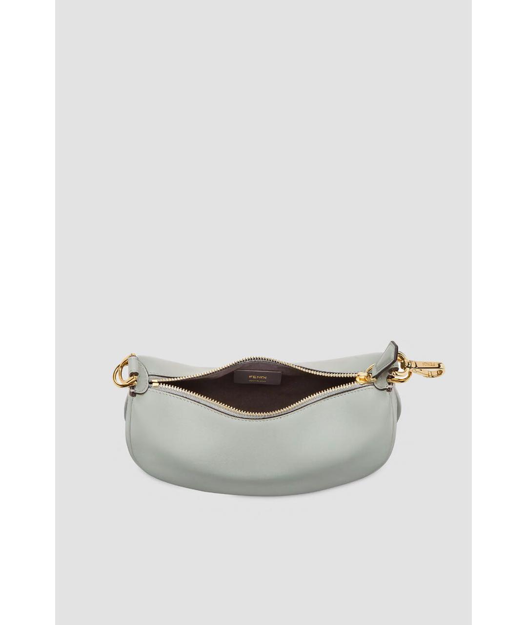 FENDI Зеленая кожаная сумка с короткими ручками, фото 3