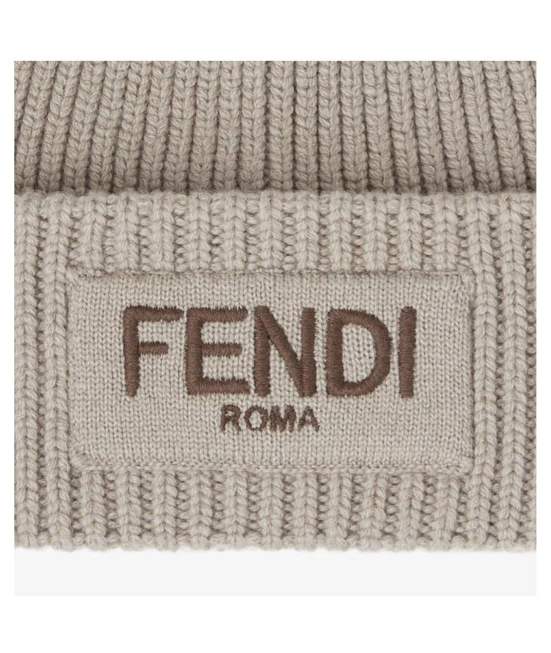 FENDI Бежевая шерстяная шапка, фото 3