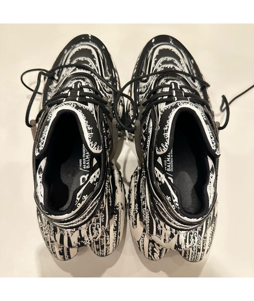 BALMAIN Черные неопреновые низкие кроссовки / кеды, фото 3