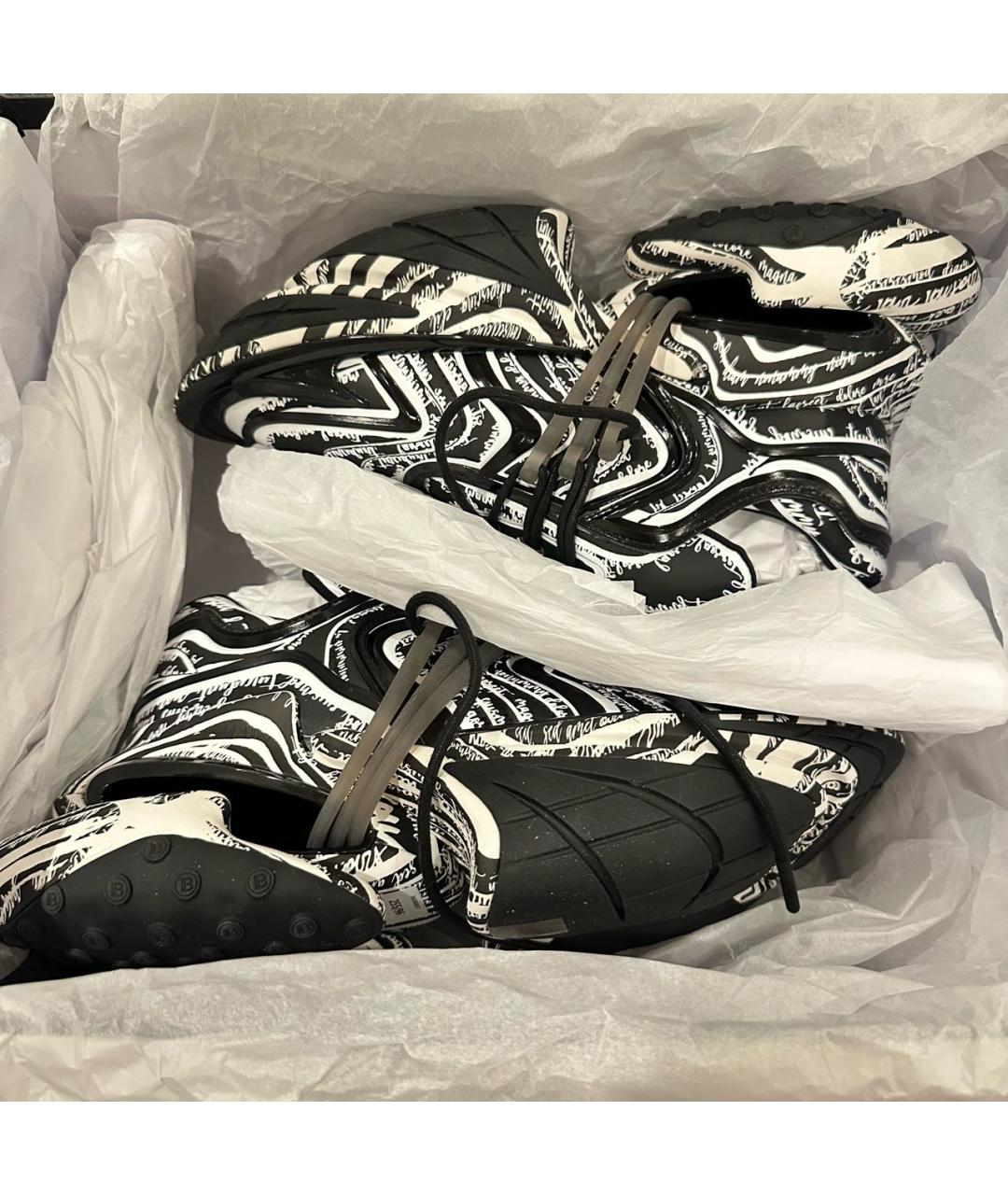 BALMAIN Черные неопреновые низкие кроссовки / кеды, фото 7