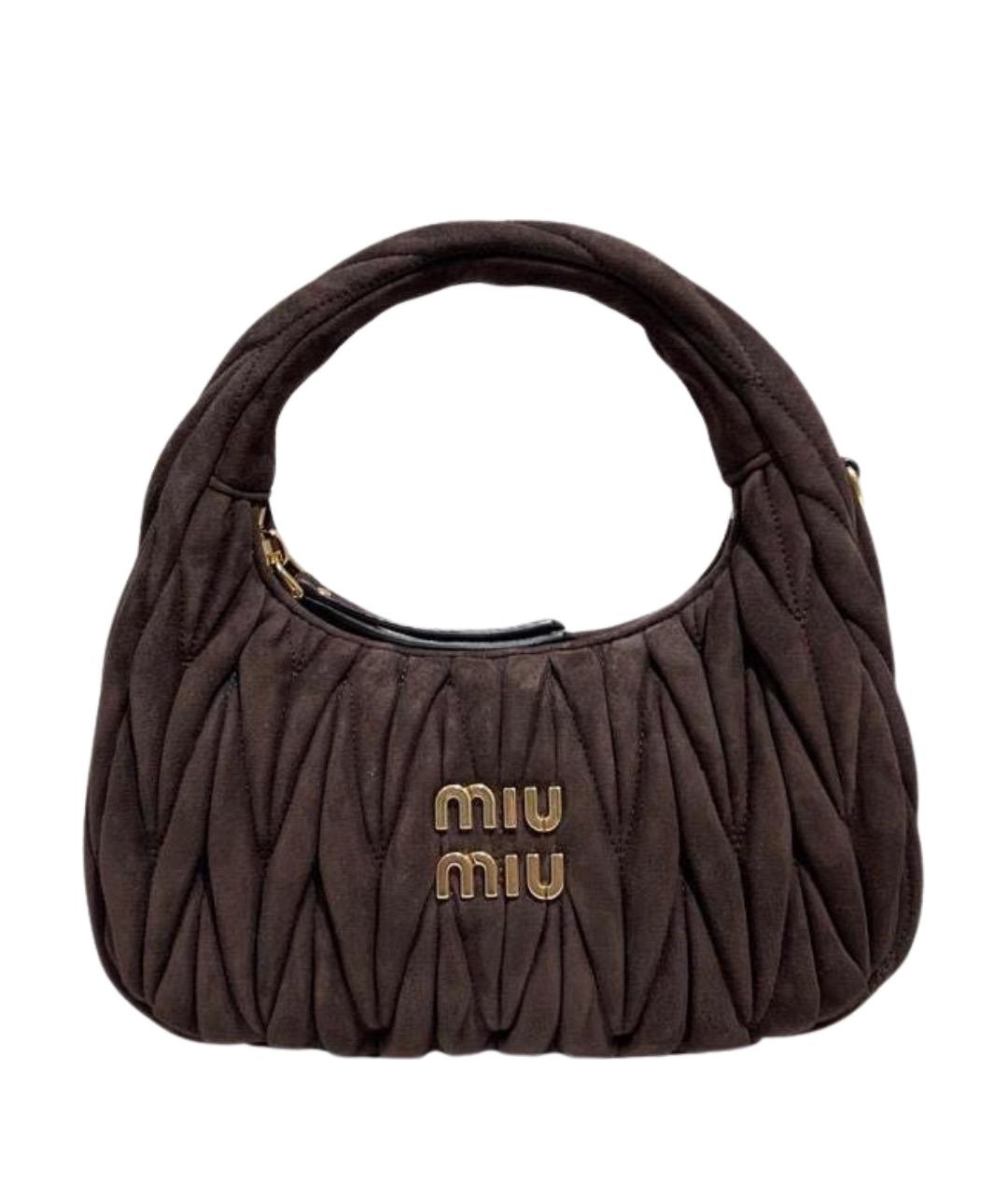 MIU MIU Коричневая замшевая сумка с короткими ручками, фото 1